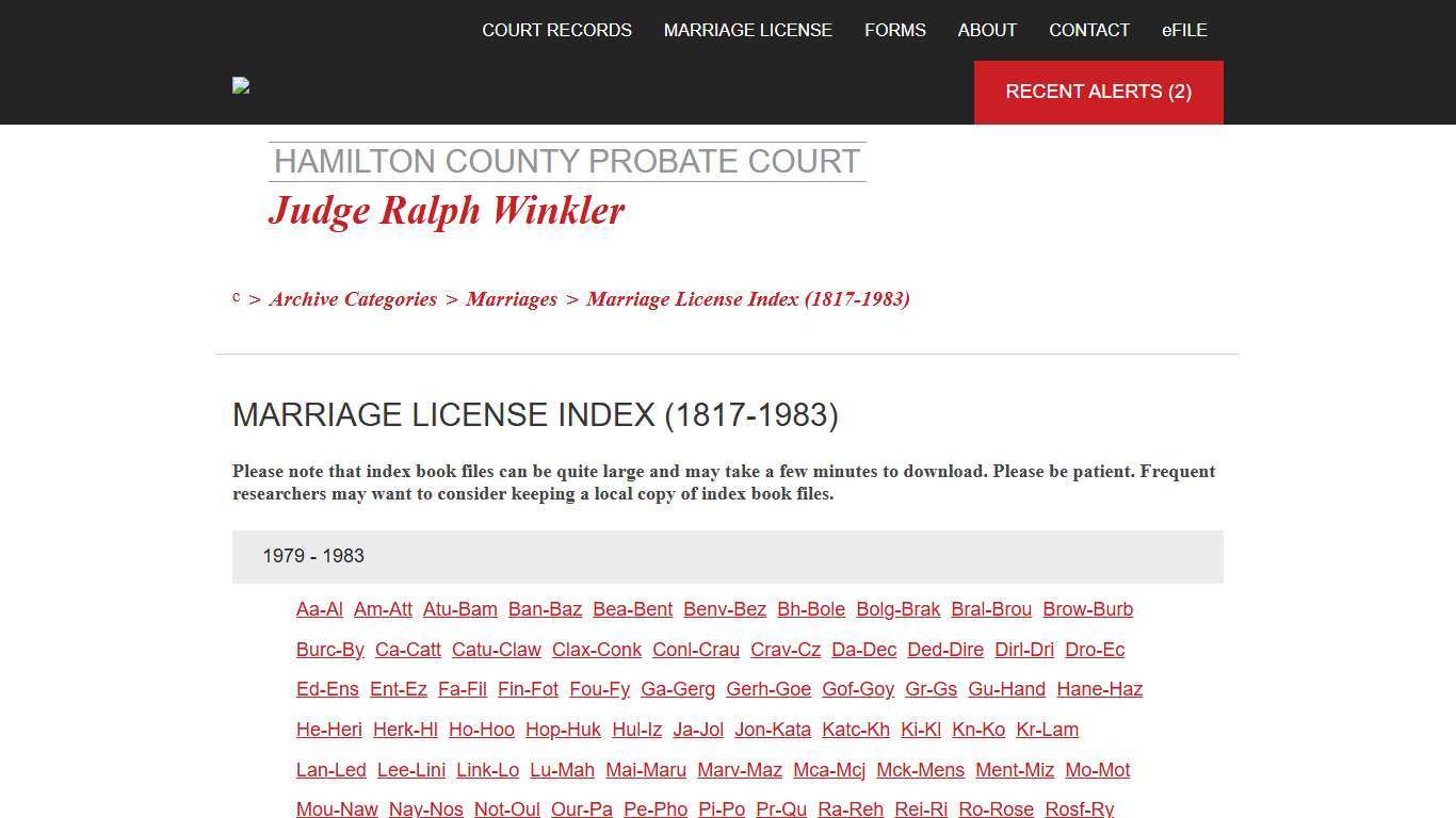Marriage License Index (1817-1983)